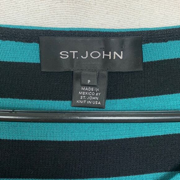 st John womens small p knit wool tank top sleeveless black blue stripe casual - Picture 2 of 8